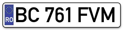 Placuta inmatriculare numar auto  BC-761-FVM, BC 761 FVM, BC761FVM
