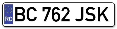 Placuta inmatriculare numar auto  BC-762-JSK, BC 762 JSK, BC762JSK