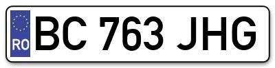Placuta inmatriculare numar auto  BC-763-JHG, BC 763 JHG, BC763JHG