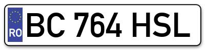 Placuta inmatriculare numar auto  BC-764-HSL, BC 764 HSL, BC764HSL
