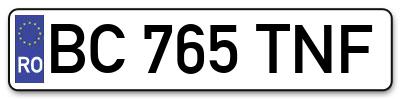Placuta inmatriculare numar auto  BC-765-TNF, BC 765 TNF, BC765TNF