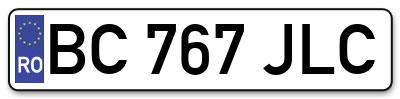 Placuta inmatriculare numar auto  BC-767-JLC, BC 767 JLC, BC767JLC