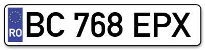 Placuta inmatriculare numar auto  BC-768-EPX, BC 768 EPX, BC768EPX