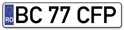 Placuta inmatriculare numar auto  BC-77-CFP, BC 77 CFP, BC77CFP