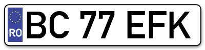 Placuta inmatriculare numar auto  BC-77-EFK, BC 77 EFK, BC77EFK