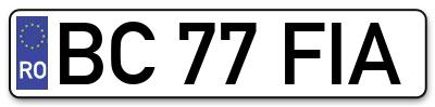 Placuta inmatriculare numar auto  BC-77-FIA, BC 77 FIA, BC77FIA