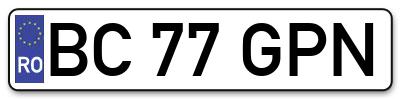 Placuta inmatriculare numar auto  BC-77-GPN, BC 77 GPN, BC77GPN