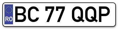 Placuta inmatriculare numar auto  BC-77-QQP, BC 77 QQP, BC77QQP