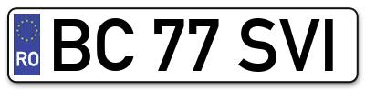 Placuta inmatriculare numar auto  BC-77-SVI, BC 77 SVI, BC77SVI