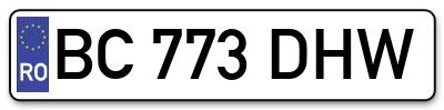Placuta inmatriculare numar auto  BC-773-DHW, BC 773 DHW, BC773DHW