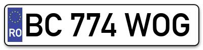 Placuta inmatriculare numar auto  BC-774-WOG, BC 774 WOG, BC774WOG