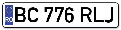 Placuta inmatriculare numar auto  BC-776-RLJ, BC 776 RLJ, BC776RLJ