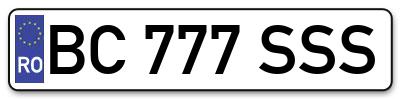 Placuta inmatriculare numar auto  BC-777-SSS, BC 777 SSS, BC777SSS