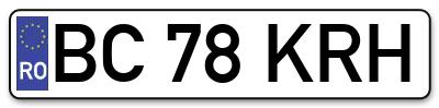 Placuta inmatriculare numar auto  BC-78-KRH, BC 78 KRH, BC78KRH