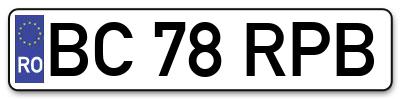 Placuta inmatriculare numar auto  BC-78-RPB, BC 78 RPB, BC78RPB