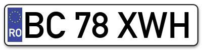 Placuta inmatriculare numar auto  BC-78-XWH, BC 78 XWH, BC78XWH