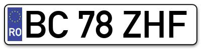 Placuta inmatriculare numar auto  BC-78-ZHF, BC 78 ZHF, BC78ZHF