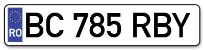 Placuta inmatriculare numar auto  BC-785-RBY, BC 785 RBY, BC785RBY