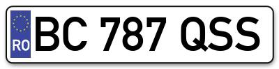 Placuta inmatriculare numar auto  BC-787-QSS, BC 787 QSS, BC787QSS