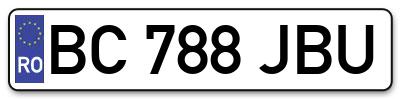 Placuta inmatriculare numar auto  BC-788-JBU, BC 788 JBU, BC788JBU