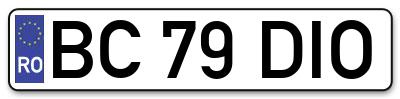 Placuta inmatriculare numar auto  BC-79-DIO, BC 79 DIO, BC79DIO