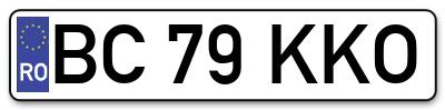 Placuta inmatriculare numar auto  BC-79-KKO, BC 79 KKO, BC79KKO