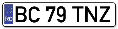 Placuta inmatriculare numar auto  BC-79-TNZ, BC 79 TNZ, BC79TNZ