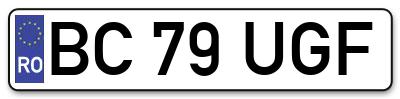 Placuta inmatriculare numar auto  BC-79-UGF, BC 79 UGF, BC79UGF