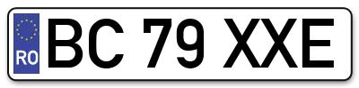Placuta inmatriculare numar auto  BC-79-XXE, BC 79 XXE, BC79XXE