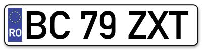 Placuta inmatriculare numar auto  BC-79-ZXT, BC 79 ZXT, BC79ZXT