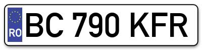Placuta inmatriculare numar auto  BC-790-KFR, BC 790 KFR, BC790KFR