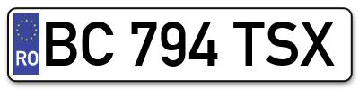 Placuta inmatriculare numar auto  BC-794-TSX, BC 794 TSX, BC794TSX