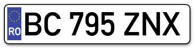 Placuta inmatriculare numar auto  BC-795-ZNX, BC 795 ZNX, BC795ZNX