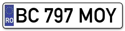 Placuta inmatriculare numar auto  BC-797-MOY, BC 797 MOY, BC797MOY