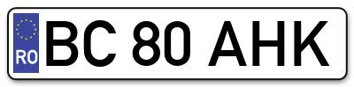Placuta inmatriculare numar auto  BC-80-AHK, BC 80 AHK, BC80AHK