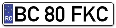 Placuta inmatriculare numar auto  BC-80-FKC, BC 80 FKC, BC80FKC