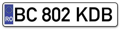 Placuta inmatriculare numar auto  BC-802-KDB, BC 802 KDB, BC802KDB