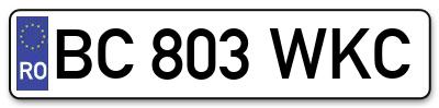 Placuta inmatriculare numar auto  BC-803-WKC, BC 803 WKC, BC803WKC