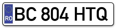 Placuta inmatriculare numar auto  BC-804-HTQ, BC 804 HTQ, BC804HTQ