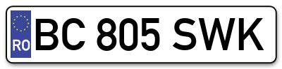 Placuta inmatriculare numar auto  BC-805-SWK, BC 805 SWK, BC805SWK