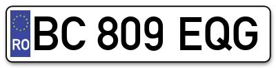 Placuta inmatriculare numar auto  BC-809-EQG, BC 809 EQG, BC809EQG