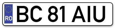 Placuta inmatriculare numar auto  BC-81-AIU, BC 81 AIU, BC81AIU