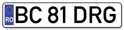 Placuta inmatriculare numar auto  BC-81-DRG, BC 81 DRG, BC81DRG