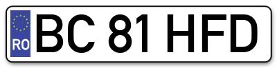 Placuta inmatriculare numar auto  BC-81-HFD, BC 81 HFD, BC81HFD