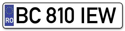 Placuta inmatriculare numar auto  BC-810-IEW, BC 810 IEW, BC810IEW