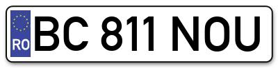 Placuta inmatriculare numar auto  BC-811-NOU, BC 811 NOU, BC811NOU