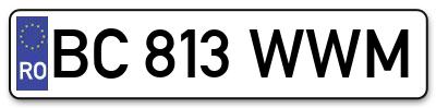Placuta inmatriculare numar auto  BC-813-WWM, BC 813 WWM, BC813WWM