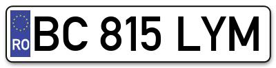 Placuta inmatriculare numar auto  BC-815-LYM, BC 815 LYM, BC815LYM