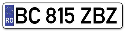 Placuta inmatriculare numar auto  BC-815-ZBZ, BC 815 ZBZ, BC815ZBZ
