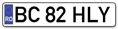 Placuta inmatriculare numar auto  BC-82-HLY, BC 82 HLY, BC82HLY